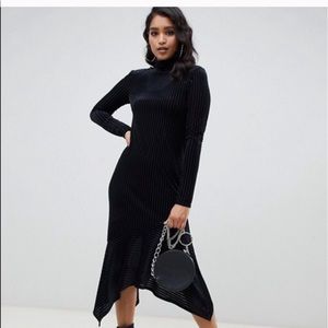 ASOS Design Burnout Velvet Black Midi Dress NWT